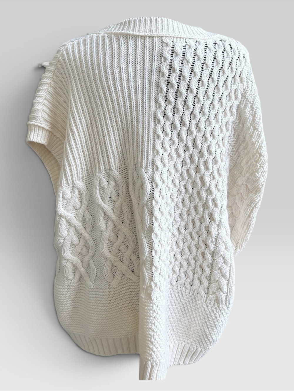 Madewell 3X White Cable Knit Poncho Sweater Oversized Pullover - Picture 7 of 7